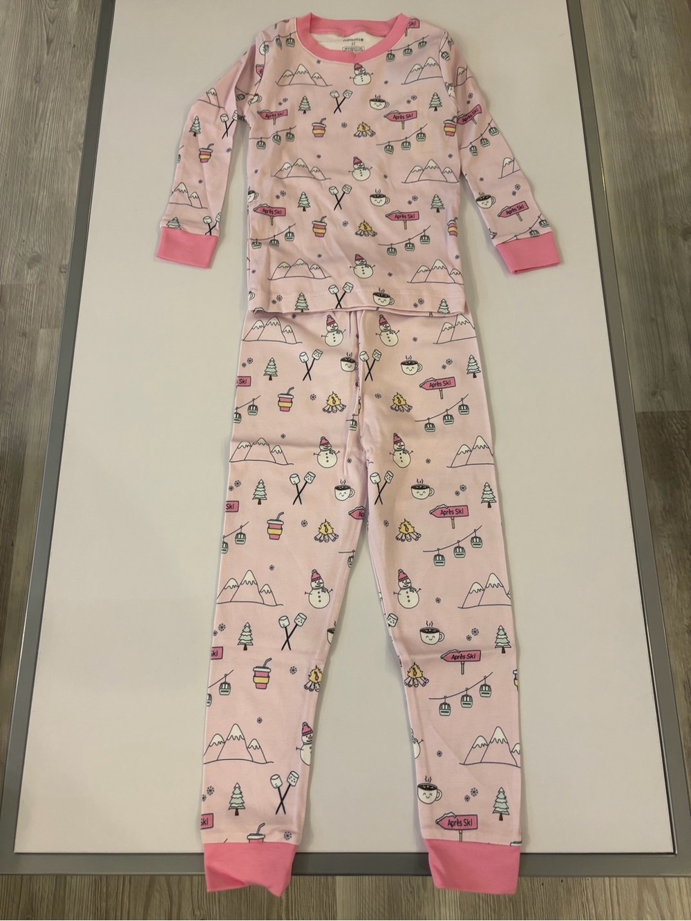 Noomie Girls' Pink Ski & Snowman Pajama Set